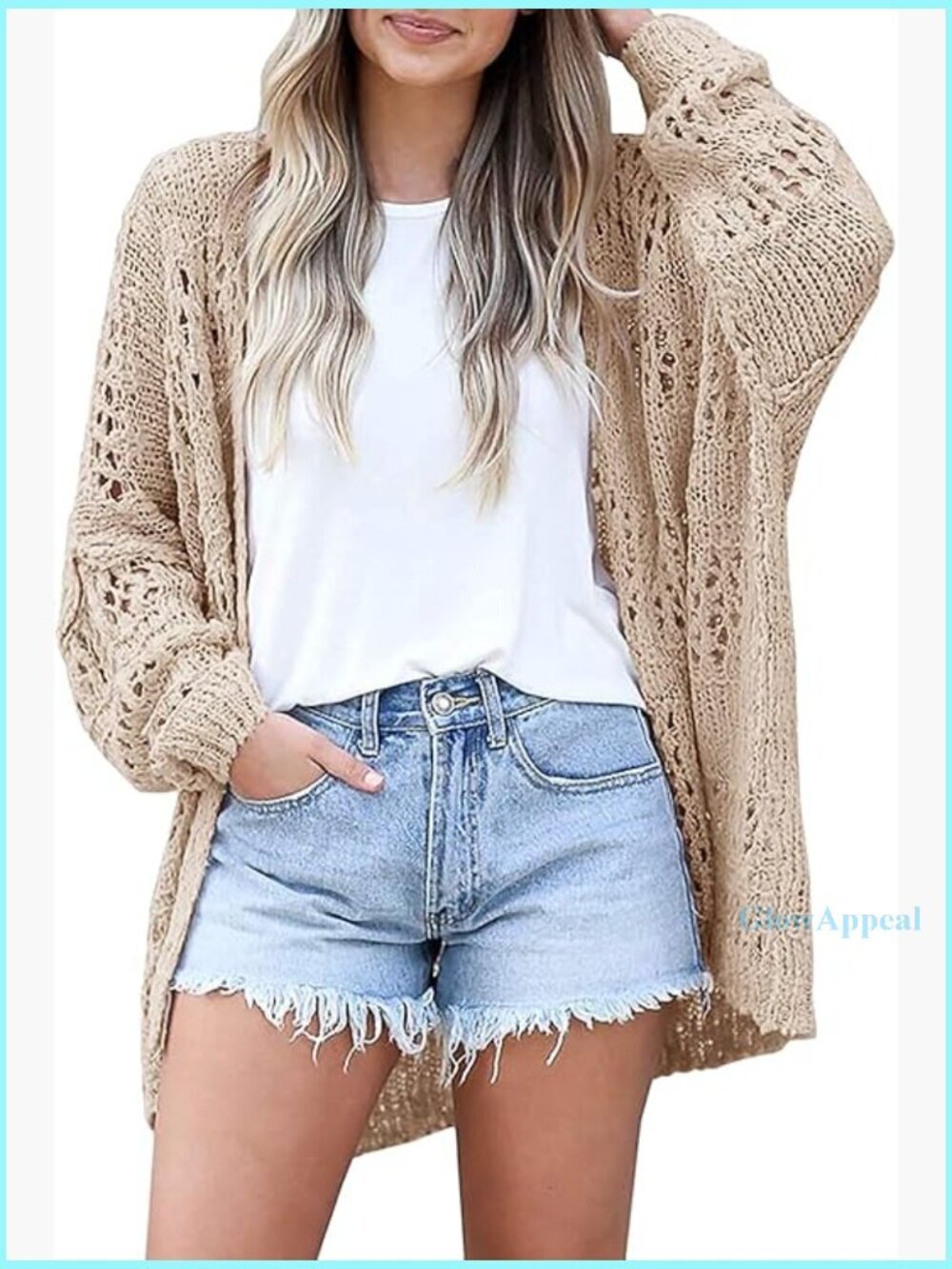 Lightweight Crochet Cardigan, Oversized Mesh Knit, Long Sleeve Open Front